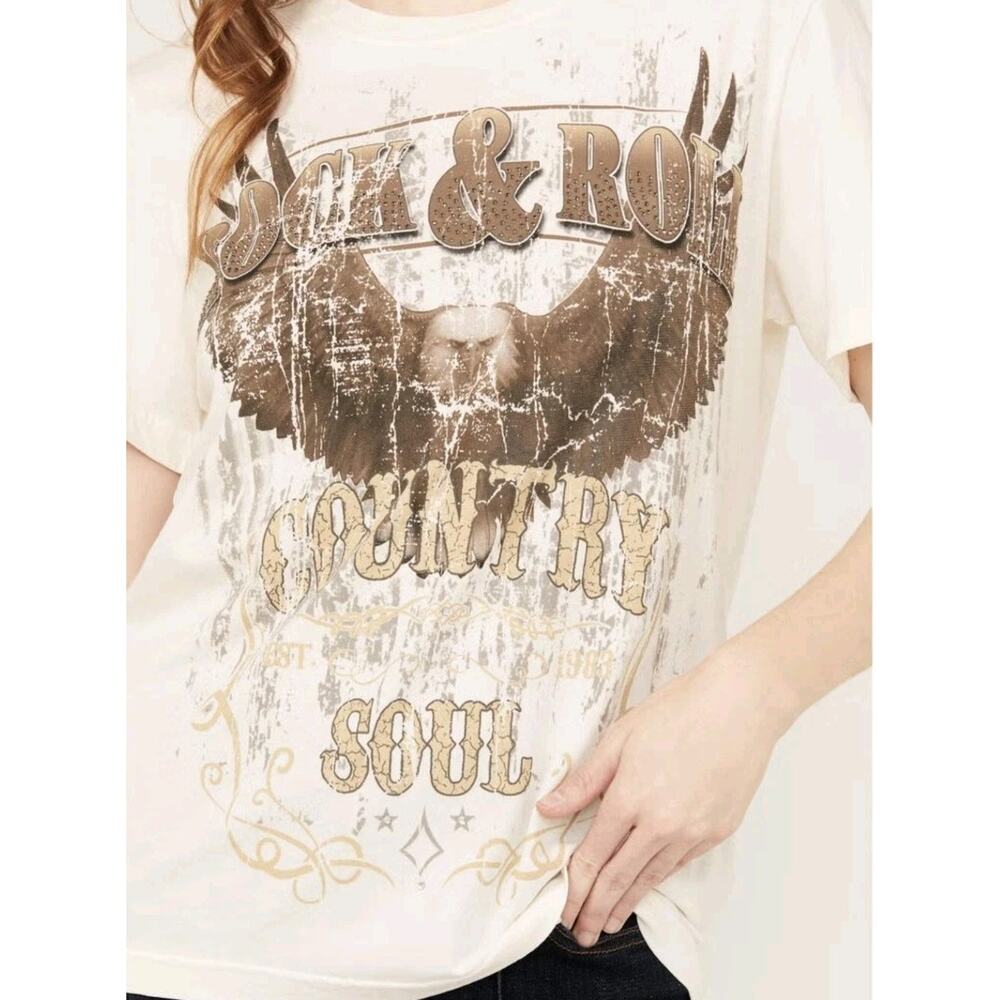 Idyllwind Rock & Roll Country Soul Short Sleeve Graphic Tee, Ivory, XS #359